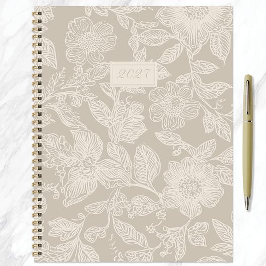 2027 Cream & Taupe Large Weekly Monthly Planner